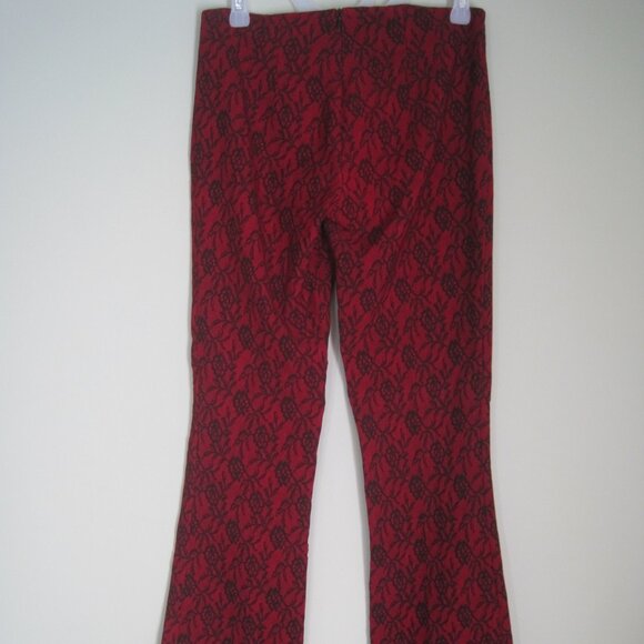 Luna Chix Pants - Luna Chix Women's Size 5/6 Red & Black Floral Vintage Bootcut Flare Rayon Pants